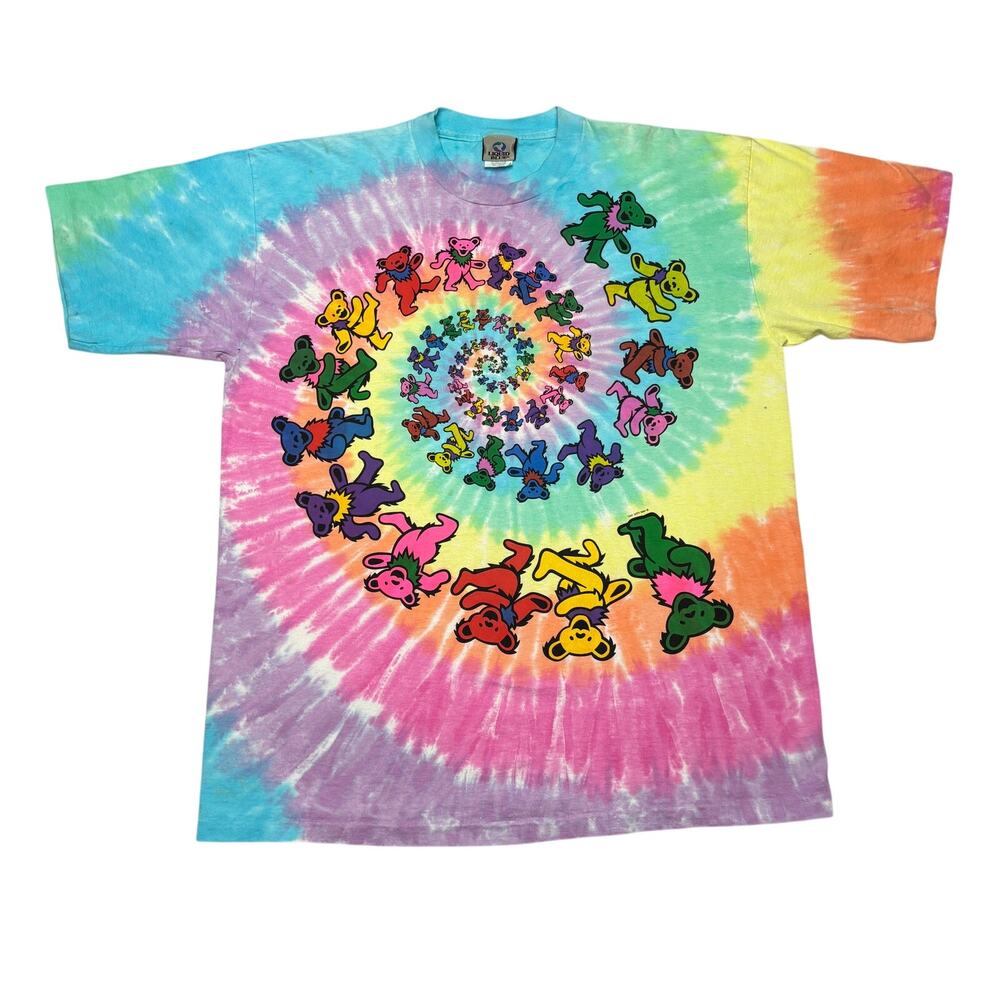 Vintage 1995 Liquid Blue Grateful Dead Dancing Bears Spiral Tye Die Shirt XL 90s